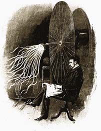 Pn blesk Nikola Tesla na dobov kresb