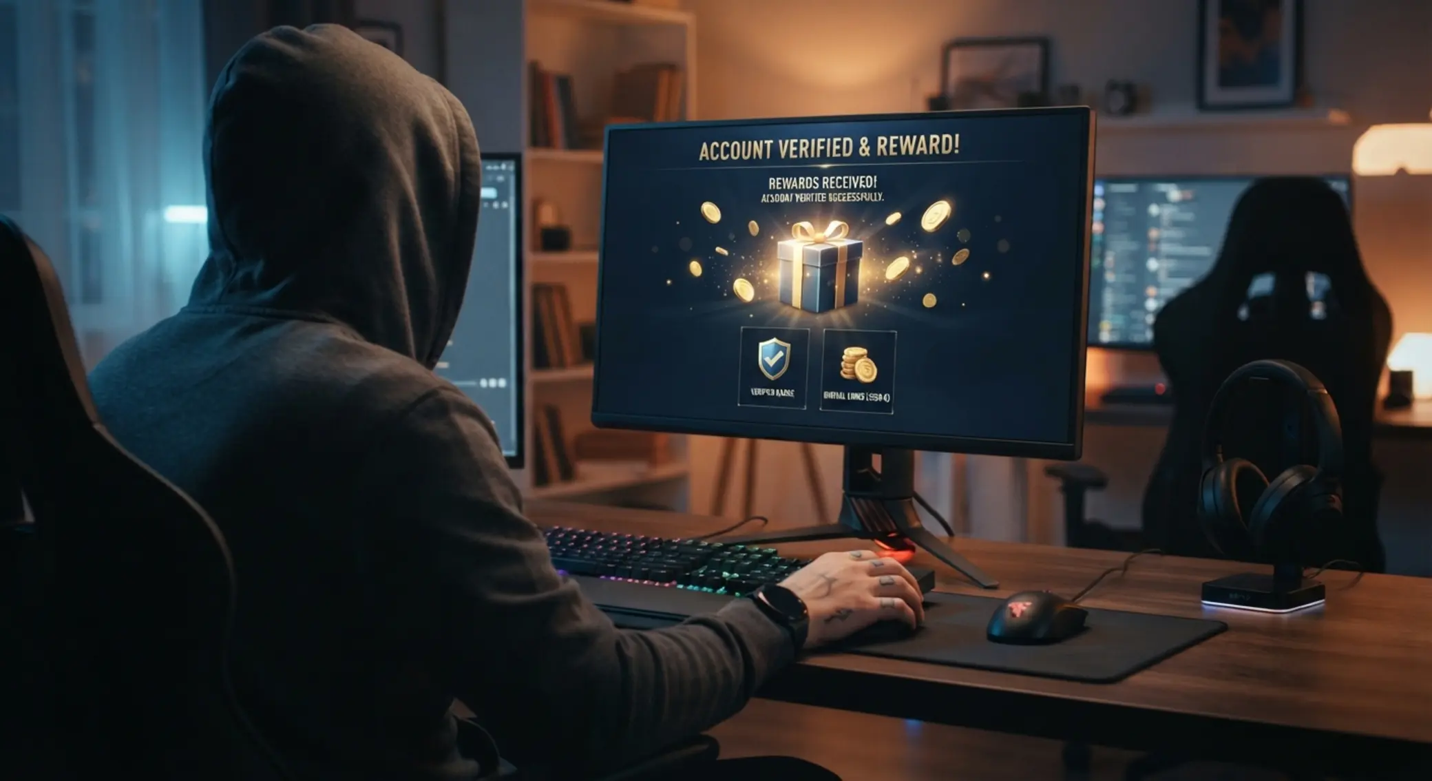 Hráč získal odměnu za ověření účtu v online herním prostředí