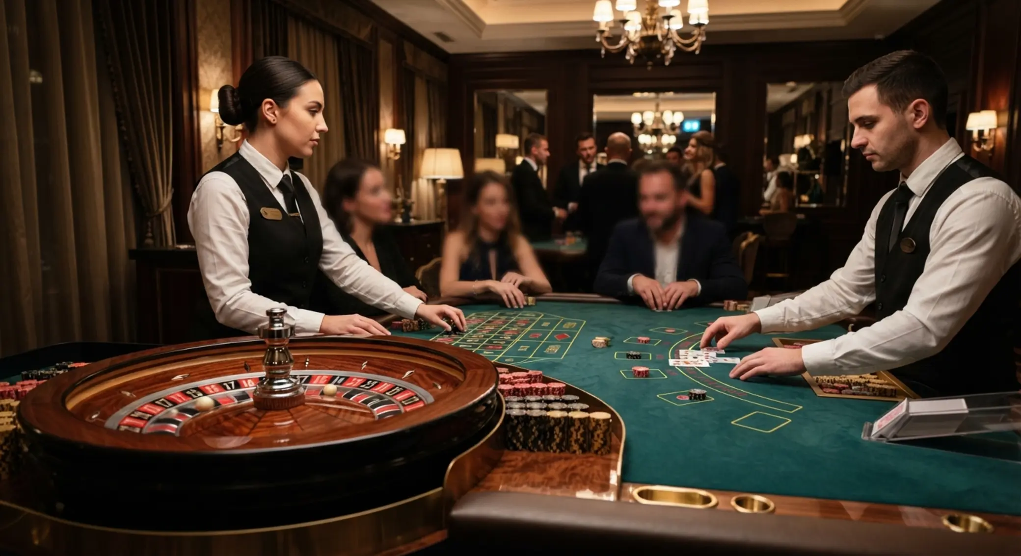 Ruleta a blackjack stůl s krupiérem ve live studiu