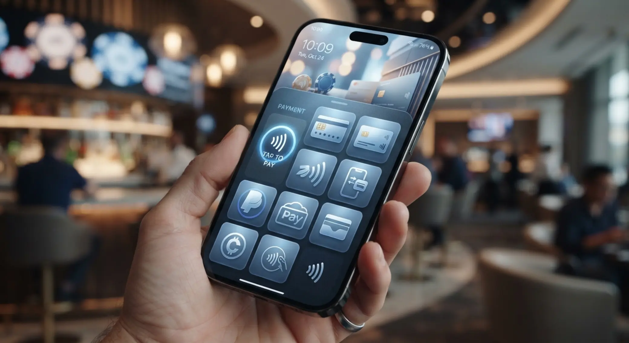 Přehled mobilních platebních metod Přehled ikon mobilních plateb na displeji telefonu